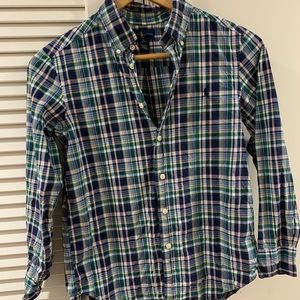 Boys Youth Medium Polo by Ralph Lauren Button Up Plaid Long Sleeve Shirt